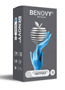 Benovy, Перчатки одноразовые нитриловые, голубые, S, 100 шт/уп
