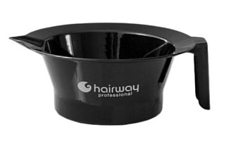 HAIRWAY PROFESSIONAL, Чаша для краски с руч./нос., резин дно, черная, 135 мм