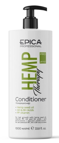 EPICA PROFESSIONAL, HEMP THERAPY ORGANIC, Кондиционер для роста волос с маслом семян конопли, витаминами PP, AH и BH кислотами, 1000мл.