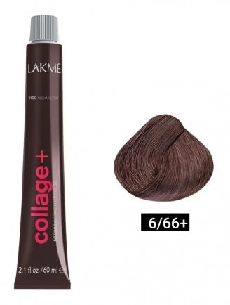 LAKMÉ, COLLAGE, Перманентная крем-краска для волос №6/66, Темный блондин интенсивный коричневый яркий, 60 мл