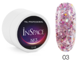 TNL, Гель для дизайна InSpace, светоотражающий с голографическим глиттером №03 - футуристический лиловый, 5 мл