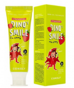 CONSLY, DINO's SMILE, Детская гелевая зубная паста c ксилитом и вкусом клубники, 60г