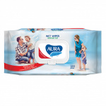AURA, Салфетки влажные для всей семьи с антибактериальным эффектом, Family, с крышкой, (120 шт/упак)