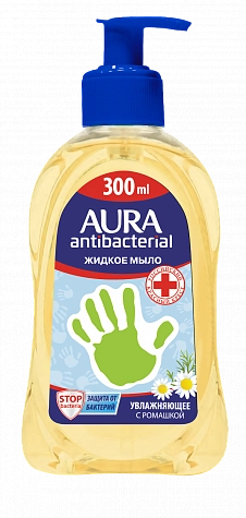 AURA, Мыло жидкое антибактериальное, ромашка, 300 мл