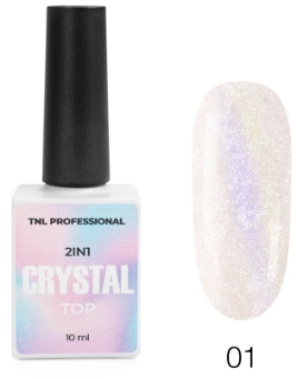TNL, Закрепитель для гель-лака Crystal Top 2 в 1 №01, лилово-перламутровый, 10 мл