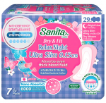 SANITA, Dry&Fit, Ночные супервпитывающие ультратонкие гигиенические прокладки, 29см, (7шт/упак)