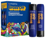 MATRIX, Total Results Brass Off, Набор для нейтрализации медных оттенков на тёмном блонде (шампунь 300 мл + кондиционер 300 мл)
