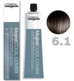 L'OREAL PROFESSIONNEL, MAJIREL COOL COVER, Краска для волос №6.1, темный блондин пепельный, 50 мл