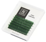 BARBARA, Цветные ресницы (зеленые №1) Мини-микс 6 линий, D 0.07 7-12mm