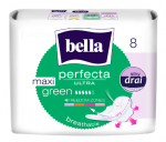 BELLA, Ультратонкие женские гигиенические впитывающие прокладки, Perfecta Ultra Maxi Green, (8 шт/упак)