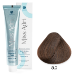 ADRICOCO, Miss Adri Brazilian Elixir, Ammonia free, Крем-краска для волос, №8.0, Светлый блонд, 100 мл