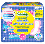 SANITA, Soft&Fit, Ночные ультратонкие гигиенические прокладки 29 см, (8шт/упак)