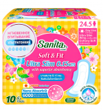 SANITA, Soft&Fit, Ультратонкие гигиенические прокладки, 24.5 см, (10шт/упак)
