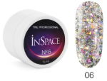 TNL, Гель для дизайна InSpace, светоотражающий с голографическим глиттером №06 - галактический розовый, 5 мл