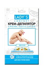 LADY'S, Крем-депилятор для всех типов кожи тела, с увлажняющим комплексом, оливковым маслом и экстрактом ромашки, 50 мл