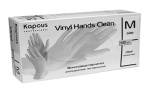 KAPOUS, Виниловые перчатки неопудренные, нестерильные «Vinyl Hands Clean», прозрачные, 100 шт., M