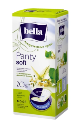 BELLA, Прокладки женские гигиенические ежедневные с экстрактом липового цвета,  Panty soft  tilia, (40 шт/упак)