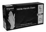 KAPOUS, Нитриловые перчатки неопудренные, текстурированные, нестерильные «Nitrile Hands Clean», белые, L, (50 пар/упак)