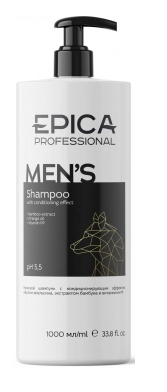 EPICA PROFESSIONAL, MEN'S, Мужской шампунь с маслом апельсина и экстрактом бамбука, 1000 мл 
