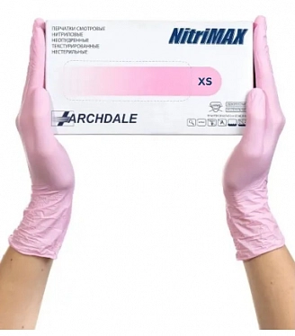 ЧИСТОВЬЕ, Перчатки NitriMax, нитриловые, розовые, р-р XS, (50пар/упак) 601-786