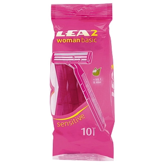 LEA, Станок для бритья одноразовый, Basic sensitive, 2 лезвия,10 шт