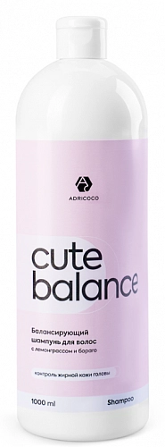 ADRICOCO, CUTE BALANCE, Балансирующий шампунь для волос с лемонграссом и бораго,1000 мл