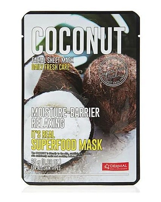 DERMAL, Superfood, Маска для лица c кокосом, 25 г