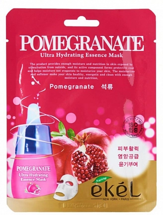 EKEL, Pomegranate Ultra Hydrating Essence Mask, Тканевая маска для лица с экстрактом граната, 25 мл