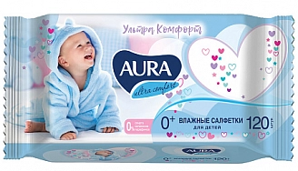 AURA, Салфетки влажные детские Ultra Comfort, (120 шт/упак)