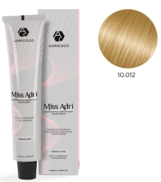 ADRICOCO, Miss Adri, Крем-краска для волос, №10.012, Платиновый блонд прозрачный пепельный перламутровый, 100 мл