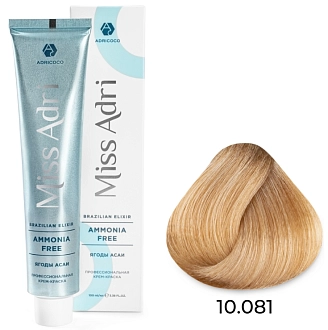 ADRICOCO, Miss Adri Brazilian Elixir, Ammonia free, Крем-краска для волос, №10.081, Платиновый блонд пастельный ледяной, 100 мл