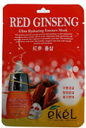 EKEL, Red ginseng Ultra Hydrating Essence Mask, Тканевая маска для лица с экстрактом красного женьшеня, 25 мл