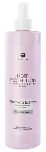 ADRICOCO, Heat Protection, Термозащитный спрей с алоэ вера, 500 мл