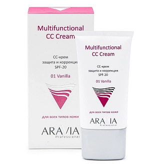 ARAVIA PROFESSIONAL, СС-крем защитный SPF-20 Multifunctional CC Cream, Vanilla 01, 50 мл/15