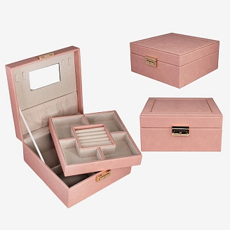PROFZAL, Шкатулка для хранения бижутерии (розовая), 19.5*19.5*9.5, А227