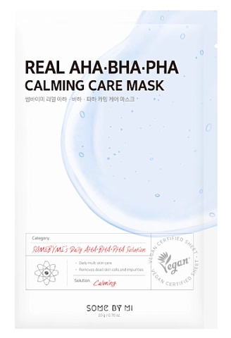 SOME BY MI, Realaha-Bha-Pha Calming Care Mask, Успокаивающая тканевая маска для лица с кислотами, 20 г