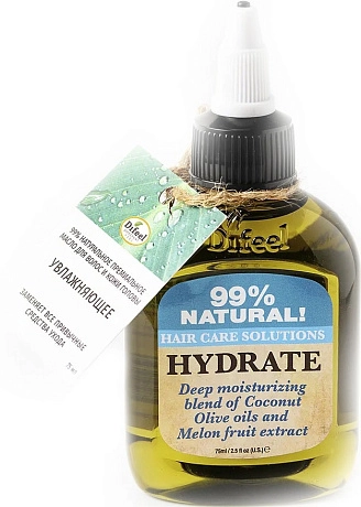 DIFEEL, 99% Natural Hair Care Solutions Hydrate, 99% натуральное масло для волос, увлажняющее, 75 мл