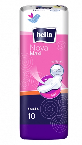 BELLA, Прокладки женские впитывающие для применения в медицинской практике, Nova Maxi, (10 шт/упак)