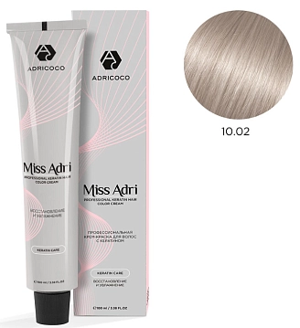 ADRICOCO, Miss Adri, Крем-краска для волос, №10.02, Платиновый блонд прозрачный фиолетовый, 100 мл