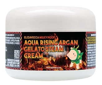 ELIZAVECCA, Milky Piggy Aqua Rising Argan Gelato Steam Cream, Паровой увлажняющий крем с маслом арганы, 100г