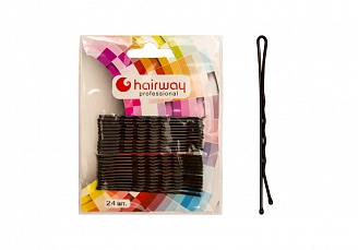 HAIRWAY PROFESSIONAL, Невидимки волнистые, черные, 70 мм, (24шт/упак)