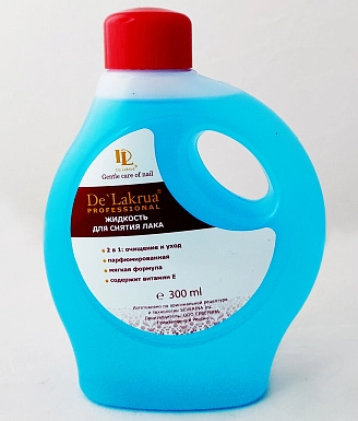 DE LAKRUA, Professional, Жидкость для снятия лака с ацетоном, 2в1, 300 мл 