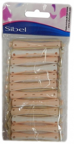 SIBEL, Бигуди-коклюшки короткие 60 мм*6,5 мм, бело-розовые, (12шт/упак)
