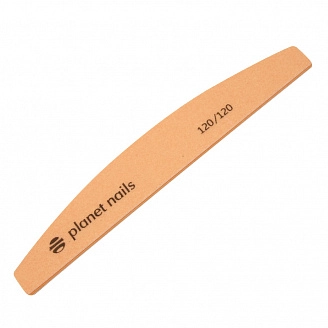 PLANET NAILS, Пилка для ногтей широкая полукруглая персиковая "Mylar", 120/120