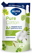 AURA, Pure Cotton, Мыло 2в1 для рук и тела, Хлопок и луговые травы, дой-пак, 850 мл