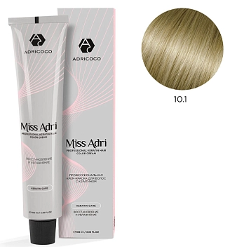 ADRICOCO, Miss Adri, Крем-краска для волос, №10.1, Платиновый блонд пепельный, 100 мл