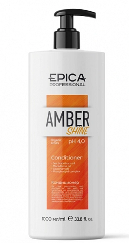 EPICA PROFESSIONAL, AMBER SHINE ORGANIC, Кондиционер для восстановления и питания волос с облепиховым маслом, маслом макадамии, 1000мл