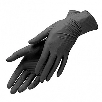 KAPOUS, Нитриловые перчатки неопудренные, текстурированные, нестерильные «Nitrile Hands Clean», черные, S, (50 пар/упак)