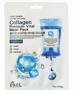 EKEL, Collagen Premium Vital Mask Pack, Антивозрастная тканевая маска для лица с коллагеном, 25 мл