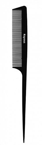 KAPOUS, Расческа парикмахерская с пластиковым хвостиком «Carbon fiber», 229*25 мм 